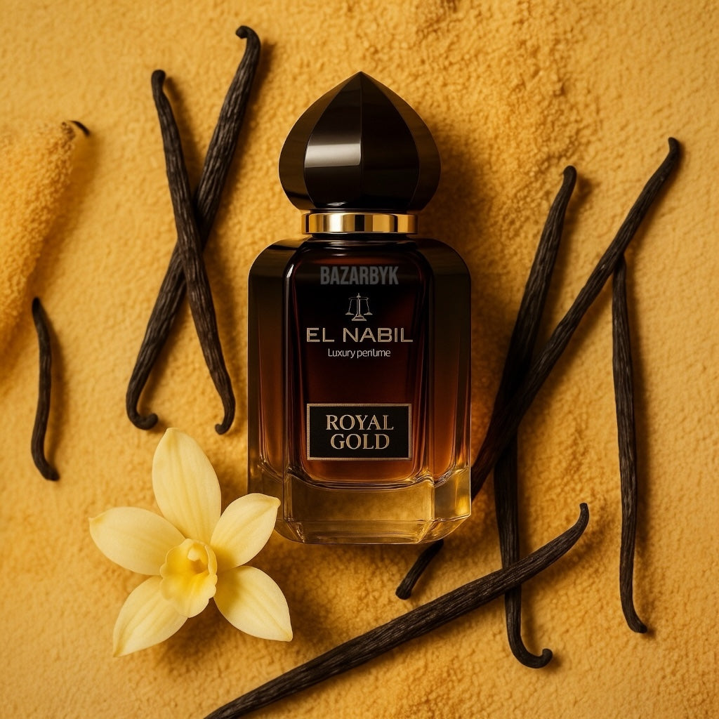 Parfum El Nabil Royal Gold Prestige – Extrait 12 Ml – Vanille Ambrée Et Rose Sensuelle – Luxe Et Noblesse Orientale