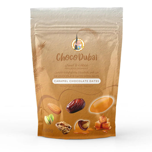 Choco Dubai – Caramel Chocolate Dates Stuffed with Nuts (100 g) - BAZAR BY K