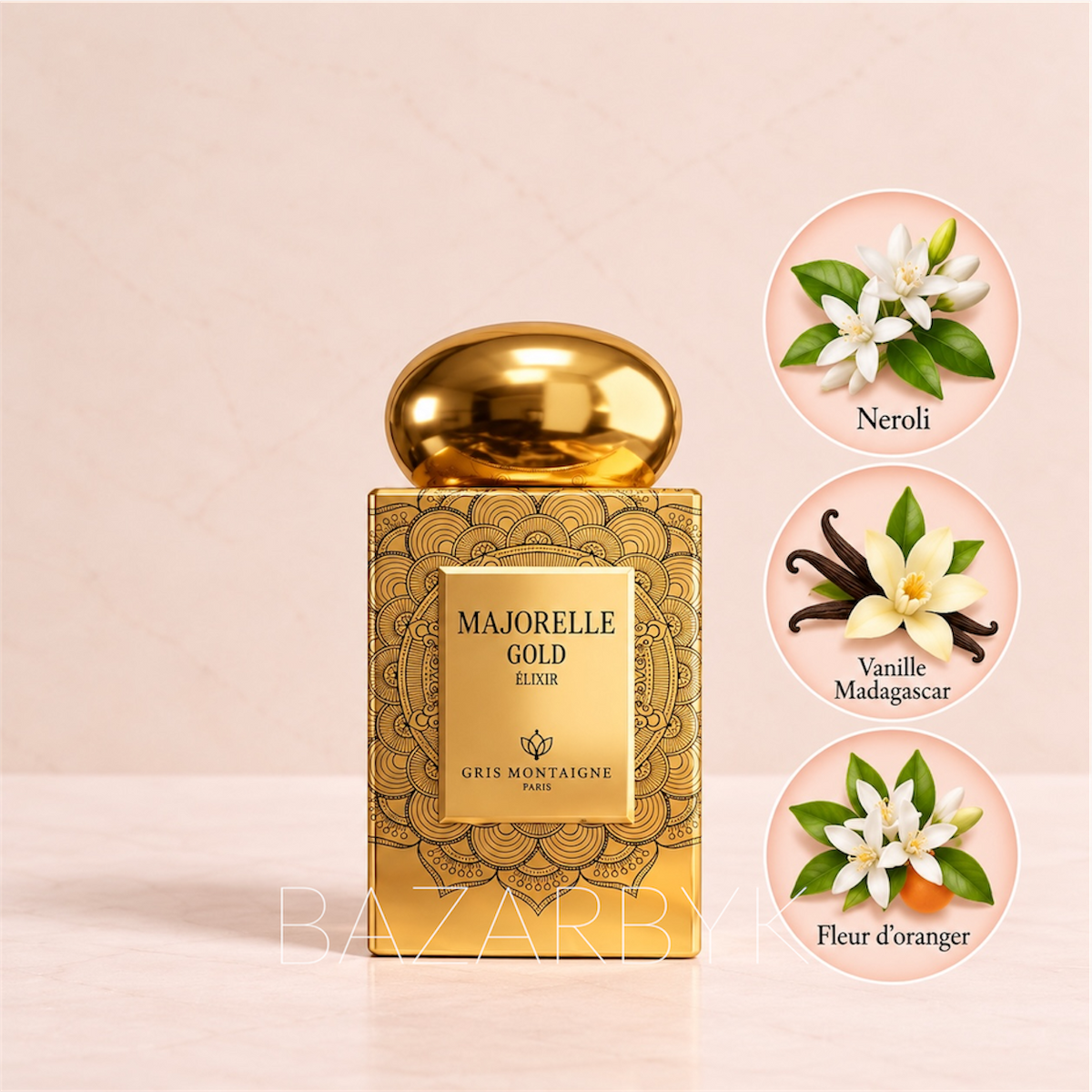 Majorelle Gold Gris Montaigne, flacon et coffret